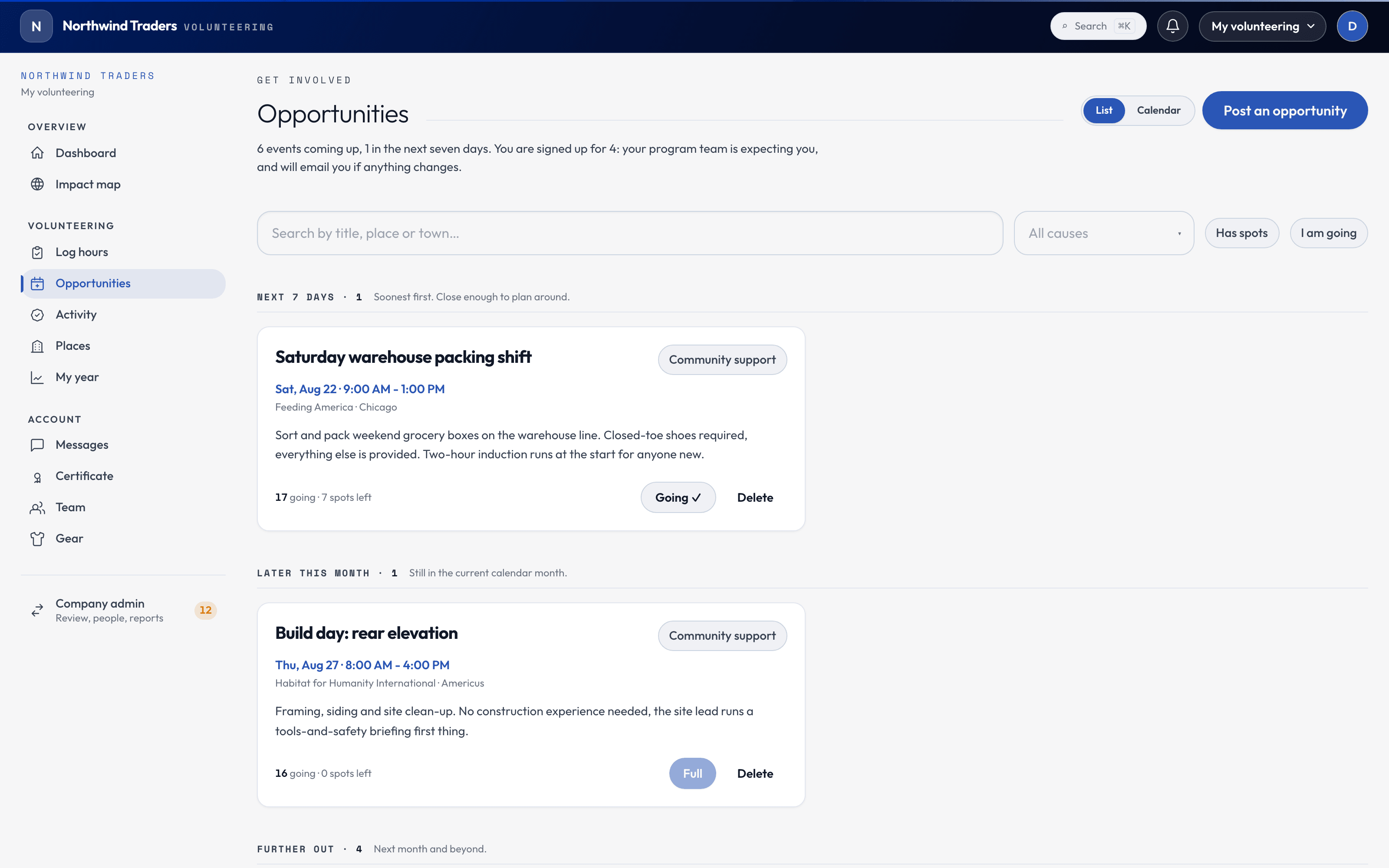 Host activities + registry